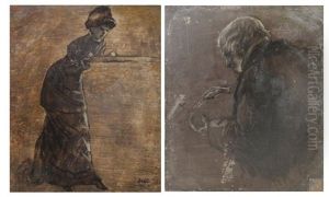 Double Sided Oil On Board Study by James Jacques Joseph Tissot