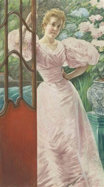 Portrait Of A Young Woman In A Conservatory - view 1