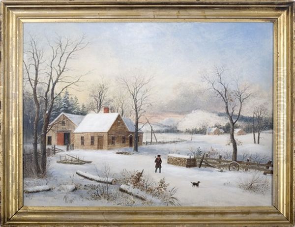 New England Farmhouse In Winter - view 1