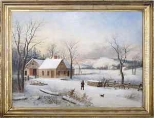 New England Farmhouse In Winter by William H. Titcomb
