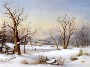 Ice Skating, Mt. Chocorua, New Hampshire by William H. Titcomb