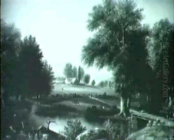 Rural Landscape With A Ranch, Figures And Livestock - view 1