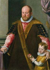 Portrat Eines Mannes Aus Der Familie Passerini Mit Seinem Jungen Sohn by Santi Di Tito