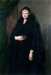 Portrait De Dame En Noir Tenant Un Missel
