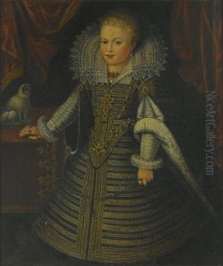 A Portrait Of A Young Girl, Full Length, In An Embroidered And Jeweled Dress by Tiberio (Valerio) di Tito