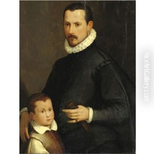 Ritratto Di Gentiluomo Con Il Figlio by Tiberio (Valerio) di Tito