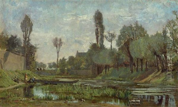 Flusslandschaft Mit Wascherin - view 1