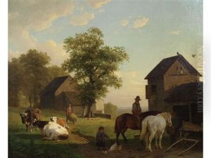 Bustling Farmyard by Jacobus Nicolaas Tjarda Van Stachouwer