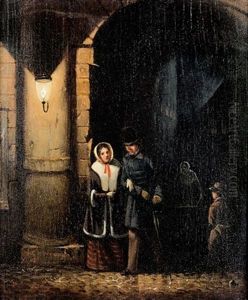 Nachtliche Strassenszene by Jacobus Nicolaas Tjarda Van Stachouwer