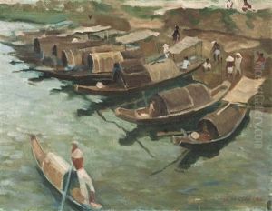 Vietnamesische Boote Am Ufer by To Ngoc Van