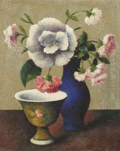 Fleurs Dans Un Vase Bleu