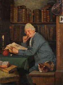 Der Buchersammler In Seinem Kabinett by Victor Tobler