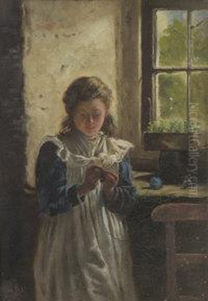 Knitting By A Cottage Window - view 1
