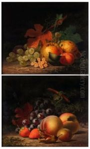 Still Life Studies Of Mixed Fruit On A Mossy Bank (pair)