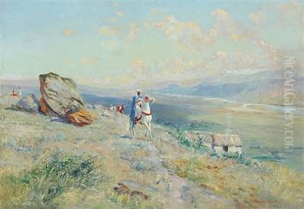 Landscape From Algiers With A Caravan On A Hill - view 1