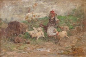 Contadinella Con Il Gregge by Giovanni Battista Todeschini