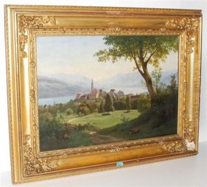 Blick Von Einer Anhohe Auf Thalwil Mit Der Reformierten Kirche