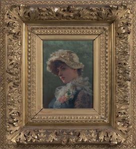 Figure De Jeune Fille Aux Fleurs by Edoardo Tofano