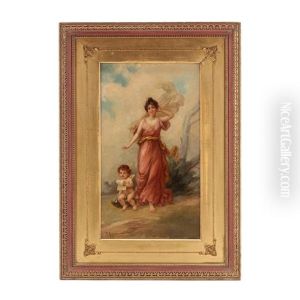 Classical Figure With Cherub by Virgilio Tojetti