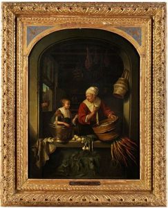 Kucheninterieur Durch Eine Fensternische Gesehen