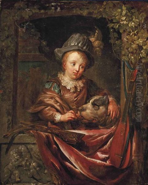 A Boy And His Dog At A Window - view 1