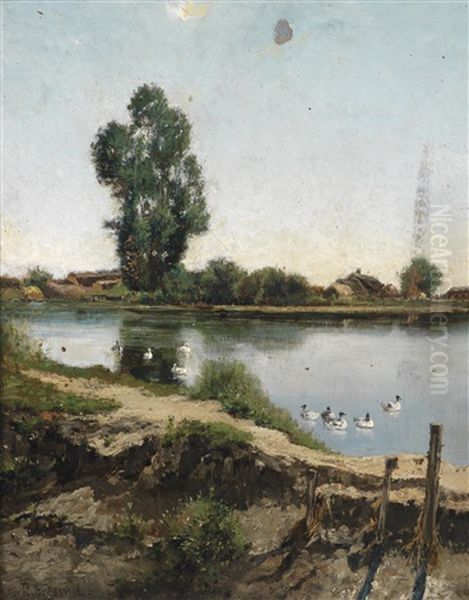 Flusslandschaft Mit Enten - view 1