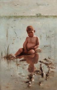 Young Child By The Sea by Arthur (Artur) Toelgyessy
