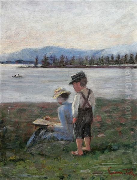 Ritande Kvinna Och Gosse - view 1