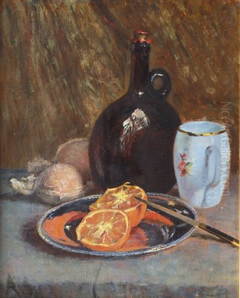 Still Life With Oranges And Wine Bottle - view 1