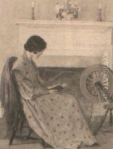 Woman Reading By The Fireplace by Stacy Tolman