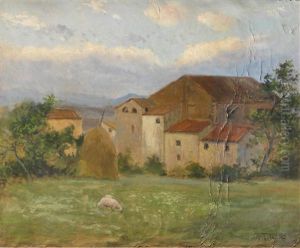 A Landscape With A Farm by Aurelio Tolosa Alsina
