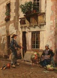 Street Scenery With A Greengrocer And A Lumberjack