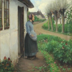 Woman In Her Flowering Garden Woman In Her Flowering Garden