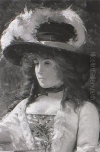 A Lady In A Feathered Hat by Casimiro Tomba