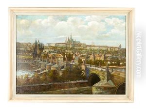 Prague With Few Of The Charles Bridge And The Hradschin by Heinrich Tomec
