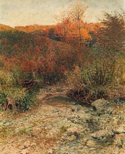 Autumn Woodland Scenery With A Stream by Heinrich Tomec