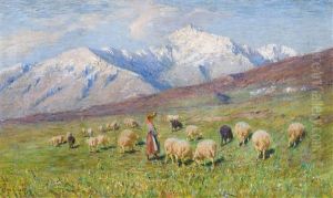 Ansicht Gegen Den Monte Massone Von Der Alp Aurelio Aus by Achille Tominetti