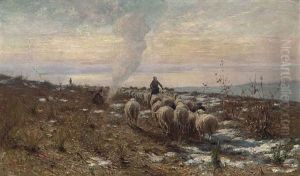 Shepherds In The Italian Hills by Achille Tominetti