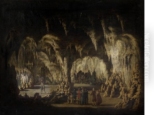 Tourists Visiting A Limestone Cave, Most Likely Showing Kent's Cavern, Torquay - view 1