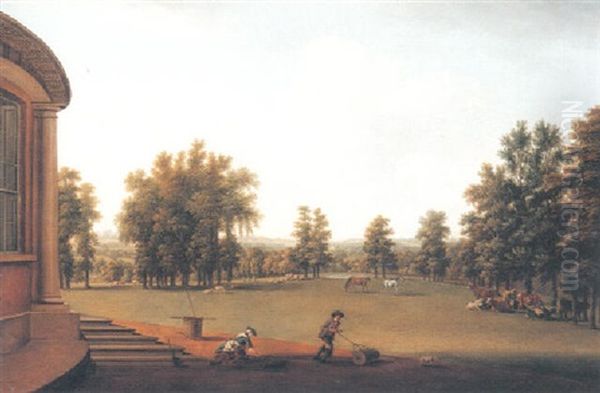 Landscape With Figures By A Palladian House In A Park - view 1