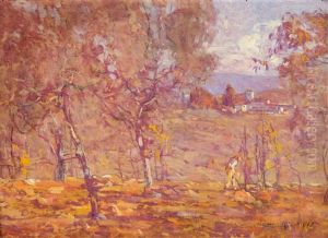 Campagna Toscana Con Figura by Lodovico Tommasi