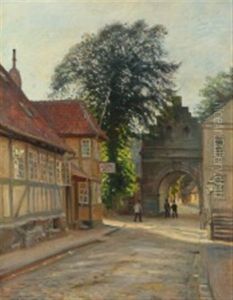 Scenery From Faaborg At Vesterport by Peter Tom-Petersen