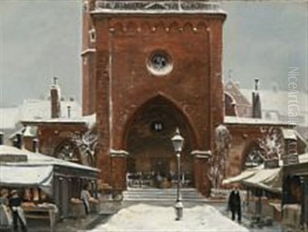 View From Copenhagen With The Butchers' Market Stalls In Front Of St. Nicolas' Church - view 1