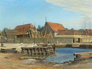 Tomrerhandlere Ved Havnen I Faaborg by Peter Tom-Petersen