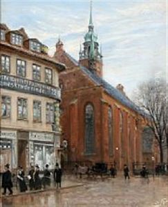 Helligaandskirken Seen From Amagertorv, Copenhagen by Peter Tom-Petersen