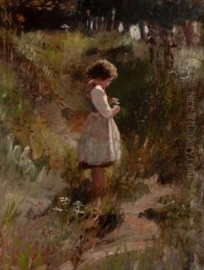 Child Picking Flowers by Frank Hector Tompkins