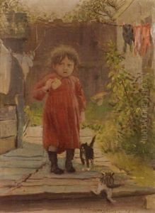 In The Alley / A Girl With Her Kittens by Frank Hector Tompkins