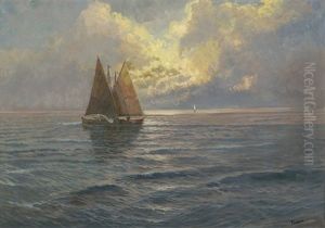 Segelschiffe Im Abendrot by Arthur Tomson