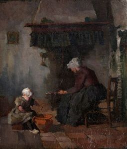 Larens Boereninterieur Met Vrouw En Kind Larens Boereninterieur Met Vrouw En Kind