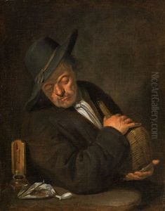 Man With Wine Bottle by Jacob Van Toorenvliet